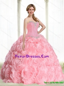 Western Baby Pink Quinceanera Dresses with Beading for 2015
