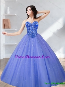 Western Beading Sweetheart Tulle Quinceanera Dresses in Lavender