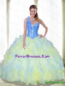 Western Beading and Ruffles Sweetheart Multi Color Quinceanera Dresses for 2015
