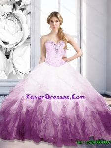 Western Sweetheart Multi Color Quinceanera Gown with Beading and Ruffles