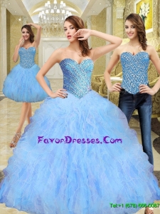 Modern Beading and Ruffles Sweetheart Quinceanera Dresses in Multi Color