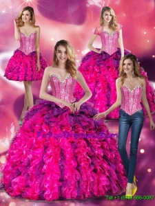 Modern Multi Color Quinceanera Dresses with Beading and Ruffles