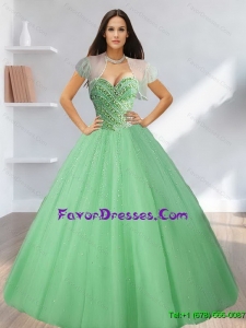 Modern Sweetheart Beading Tulle Quinceanera Dresses in Light Green