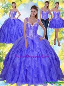 Unique Beading and Ruffles 2015 Quinceanera Dresses in Lavender