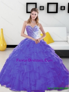 Designer Beading and Ruffles Sweetheart Lavender Quinceanera Dresses for 2015
