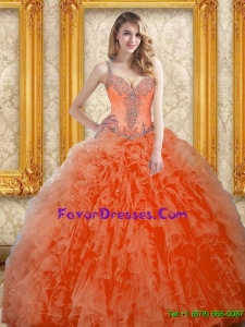 Modern Orange Red Quinceanera Dress with Beading