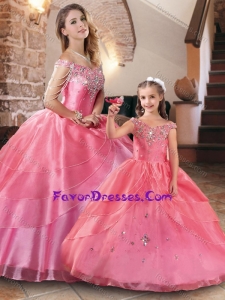 Gorgeous Beaded Rose Pink Princesita Quinceanera Dresses in Organza