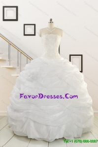 Real Sample and Puffy White Beading Quinceanera Dresses for 2015