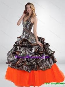 2015 Sturning Halter Top Camo Wedding Dresses with Multi Color