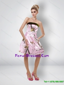 2015 Comfortable Short Strapless Baby Pink Camo Prom Dresses