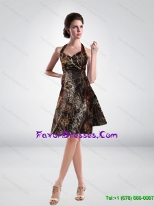 2015 Discount Halter Top Knee Length Short Camo Prom Dresses in Multi Color