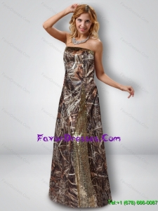 2015 Exquisite Column Strapless Camo Prom Dresses with Sequins