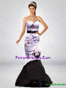 2015 Sexy Mermaid Camo Prom Dresses with Hand Made Flower and Sashes