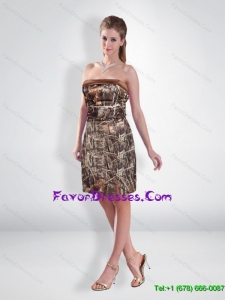 Perfect Short Strapless Camo Prom Dresses with Ruching