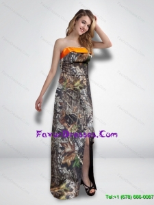 2015 Luxurious Empire Strapless Garden Camo Prom Dresses with High Slit