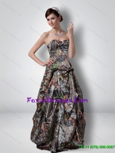 Perfect A Line Sweetheart Beading Camo Prom Dresses with Outdoor