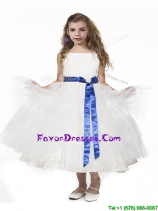 Romantic Ruffled Layers and Bowknot Flower Girl Dress in White