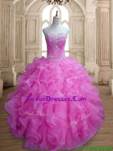 Cheap Lilac Big Puffy Quinceanera Dress with Beading and Ruffles