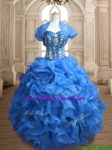 Discount Big Puffy Organza Quinceanera Dress with Beading and Ruffle
