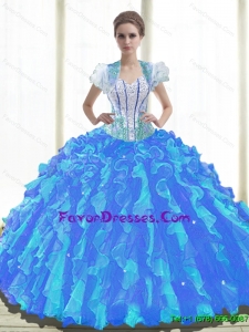 Luxurious 2015 Summer Sweetheart Quinceanera Dresses with Beading and Ruffles