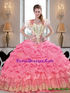 2015 Fall New Style Sweetheart Quinceanera Dresses with Appliques and Beading
