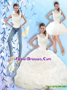 2015 Summer New Arrival High Neck and Beaded Quinceanera Dresses with Pick Ups