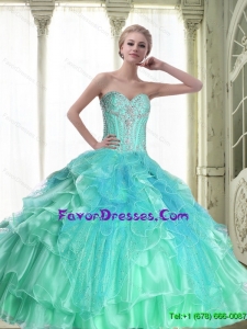 2015 Summer Perfect Lace Up Sweetheart Quinceanera Dresses with Beading