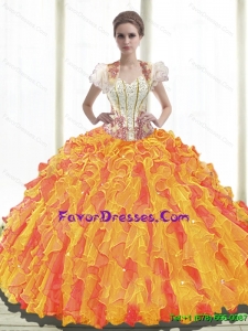 Beautiful 2015 Summer Ball Gown Sweetheart Quinceanera Dresses with Ruffles