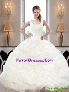 Beautiful 2015 Summer High Neck and Beaded Quinceanera Dresses with Pick Ups