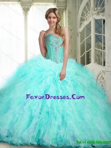 Beautiful 2015 Summer Sweetheart Quinceanera Dresses with Ruffles and Beading