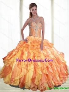 New Arrival 2015 Summer Multi Color Quinceanera Dresses with Beading and Ruffles