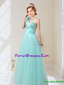Luxurious 2015 Summer Empire Lace Up Hand Made Flowers Dama Dresses in Mint