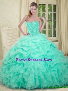 Elegant Apple Green 2016 Quinceanera Dresses with Beading and Ruffles