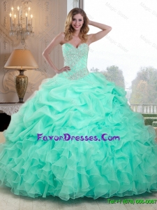 Pretty Beaded and Ruffles 2016 Quinceanera Dresses in Apple Green