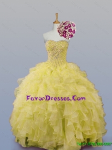 Popular Sweetheart Dress for Quince with Beading and Ruffles