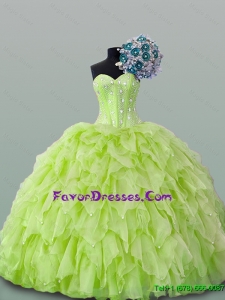 2015 Fashionable Sweetheart Beaded and Ruffles Dress for Quince