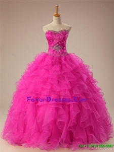 2015 Sexy Sweetheart Ball Gown Sweet 16 Dresses in Hot Pink