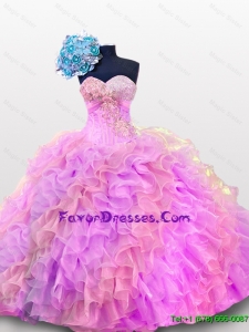 2015 Sweetheart Sequins and Ruffles Quinceanera Gowns in Organza