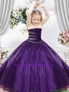 2015 Summer Cheap Purple Little Girl Pageant Dress with Beading