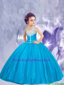 2015 Summer Discount Blue Little Girl Pageant Dress with Beading