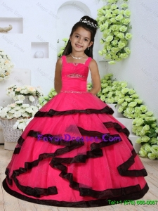2015 Winter Perfect Straps Beading Little Girl Pageant Dresses with Layers and Ruching