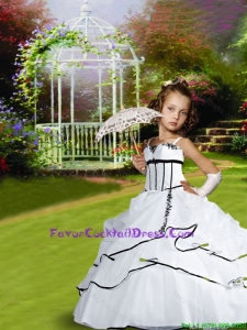 2015 Winter Pretty White Little Girl Pageant Dress with Appliques and Pick-ups