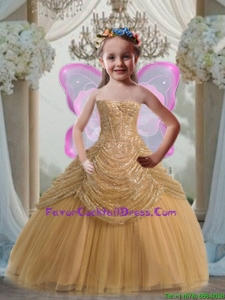 2015 Fall New Style Ball Gown Sweetheart Floor-length Gold Little Girl Pageant Dress