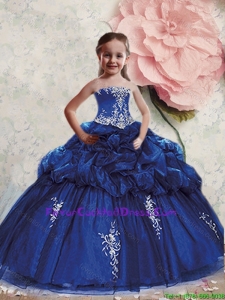 2015 Winter Perfect Royal Blue Little Girl Pageant Dress with Appliques and Pick-ups