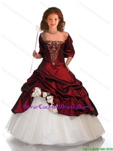 2016 Fall New Style Ball Gown Wine Red Little Girl Pageant Dress with Beading