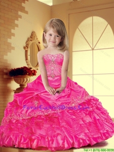 2016 Winter Perfect Hot Pink Little Girl Pageant Dress with Appliques