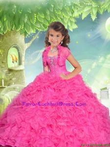 2016 Winter Pretty Sweetheart Hot Pink Little Girl Pageant Dress with Beading and Ruffles