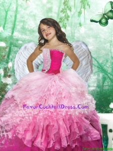 Luxurious 2016 Fall Sweetheart Pink Beading and Ruffles Little Girl Pageant Dress