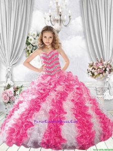 2016 Summer Popular Sweetheart Multi-color Little Girl Pageant Dress with Beading and Ruffles