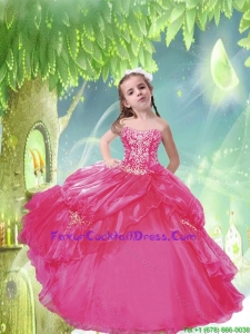 2016 Winter Perfect Hot Pink Dress with Appliques and Pick-ups for Little Girl Pageant